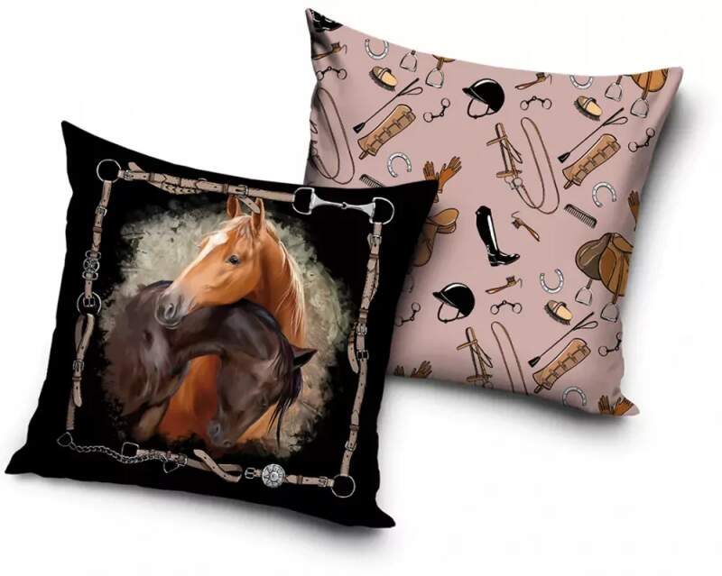 Povlak na polštář Horse koně černý