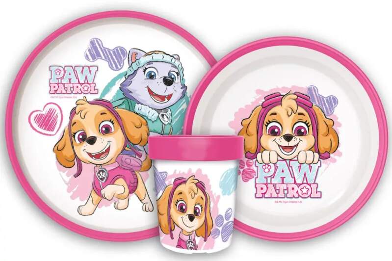 Protiskluzová jídelní sada s pohárkem Paw Patrol Skye