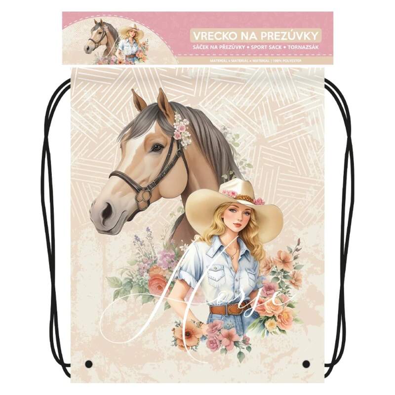 Sáček na přezůvky Horse Dívka a kůň