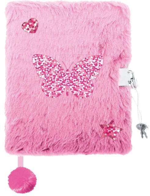 Plyšový deník se zámkem A5 motýl