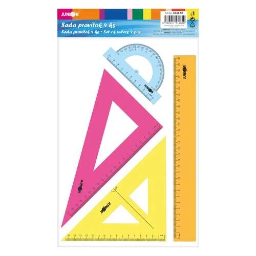 Školní pravítko sada 4 ks barevná