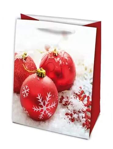 Dárková papírová taška vánoční M červená 24cm