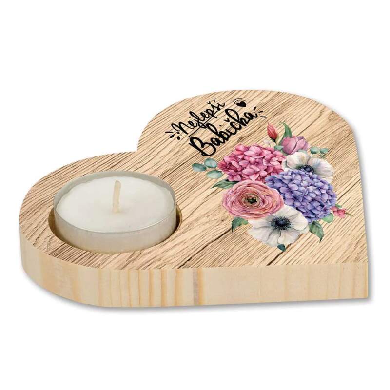 Dřevěný dekorační svícen pro babičku