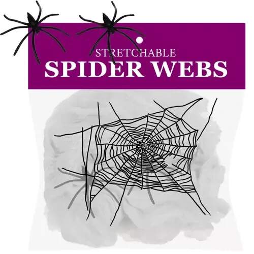 Malatec dekorace Halloween umělá pavučina a 2 pavouci