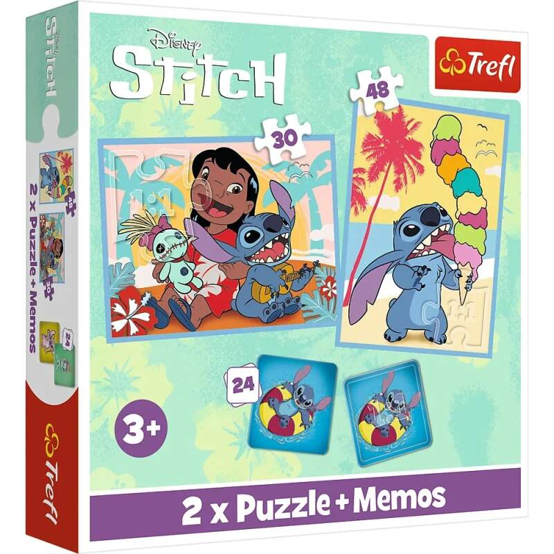 Puzzle 2 v 1 a pexeso Lilo a Stitch Šťastný den