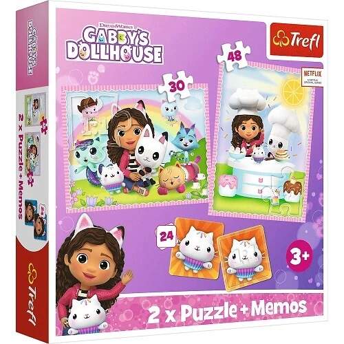 Puzzle 2 v 1 a pexeso Gabby´s Dollhouse s kočičími kamarády
