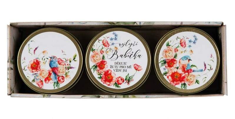Dárková sada 3 ks svíček Nejlepší babička