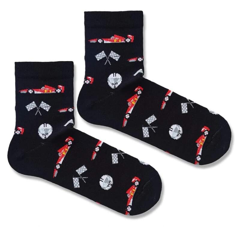 Pánské 3/4 ponožky závodní auta černé 43/46
