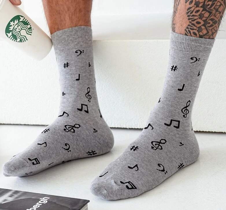 Pánské trendy ponožky noty šedé 43/46