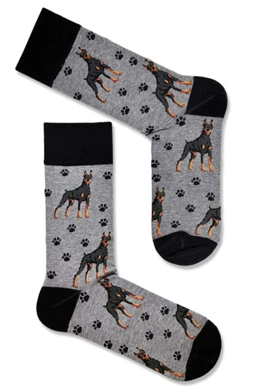 Pánské trendy ponožky pes Dobrman šedé 43/46