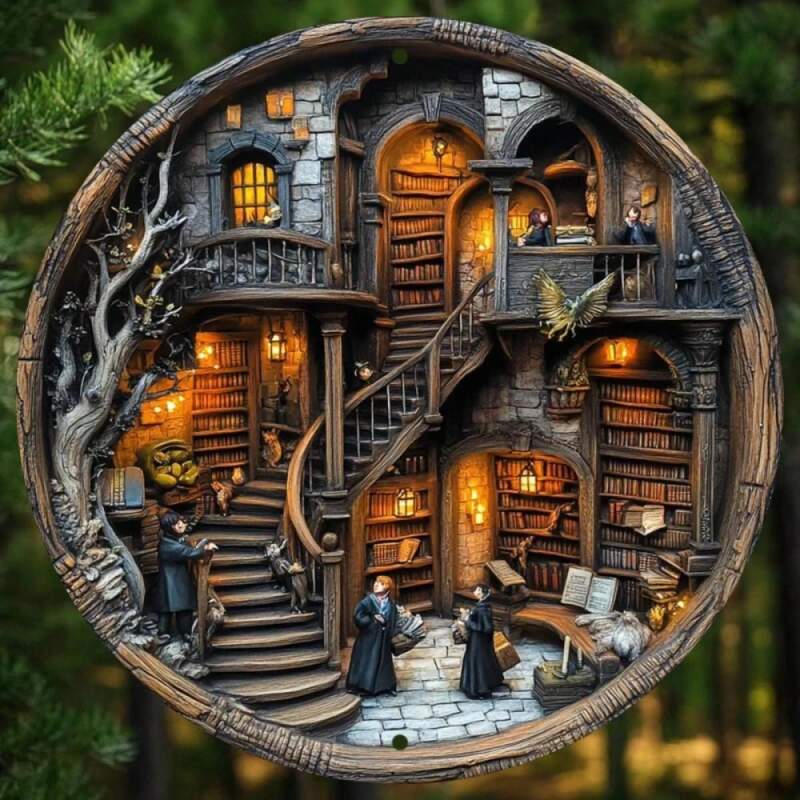 Plechová vintage cedule kouzelnická škola 20 cm