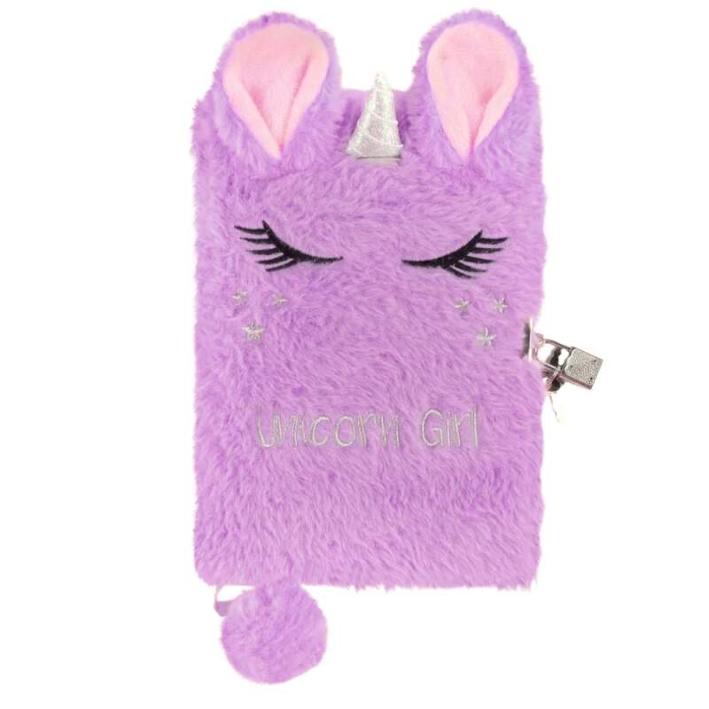 Plyšový deník se zámkem A5 Unicorn