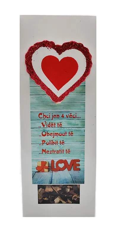 LOVE CHCI JEN 4 VĚCI... - OVOCNÝ ČAJ S DEKORACÍ V KRABIČCE 50g