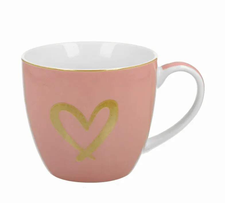 PORCELÁNOVÝ HRNEK PINK HEART DÁRKOVÉ BALENÍ 460ml
