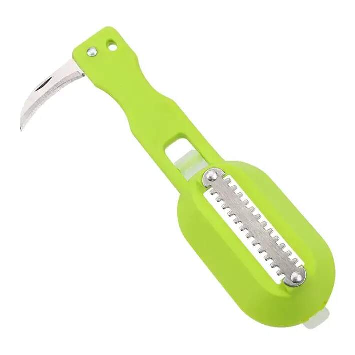 ŠKRABKA NA RYBY SE ZÁSOBNÍKEM A NOŽÍKEM 20 CM