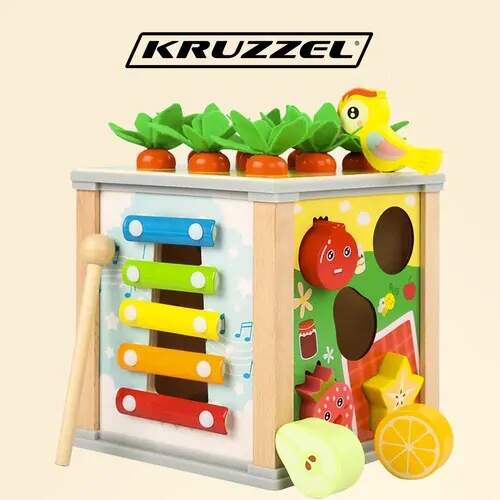 Kruzzel dřevěná vzdělávací kostka vkládačka