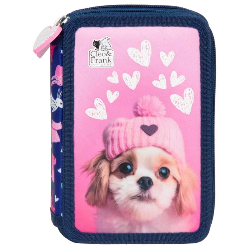 Školní dvoupatrový plně vybavený penál Cleo a Frank pejsek