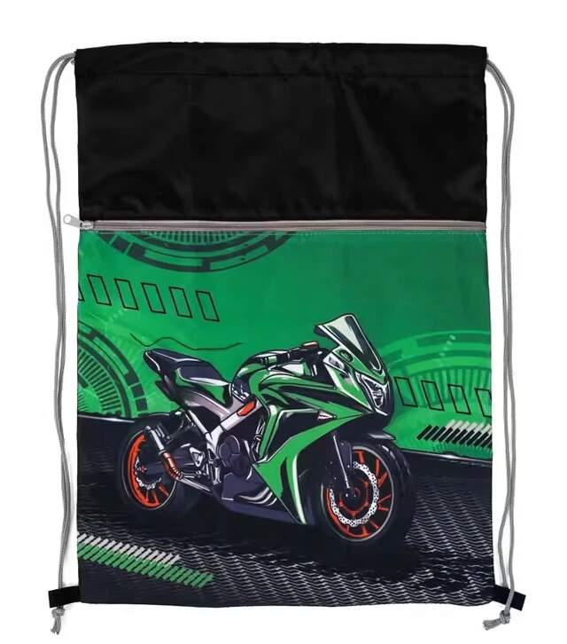 Sáček na přezůvky s přední kapsou na zip motorka Moto Race