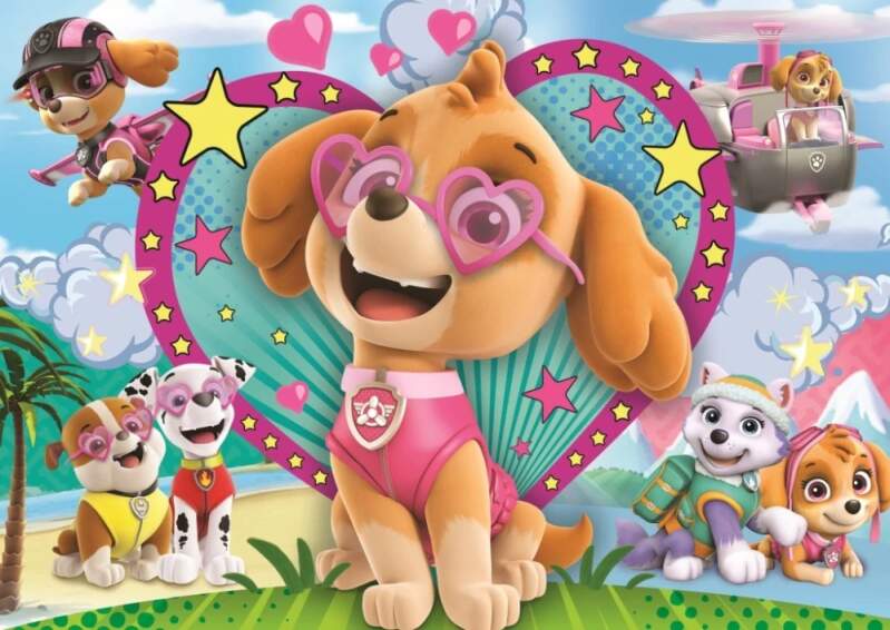 Třpytivé puzzle Tlapková patrola V záři Skye 100 dílků