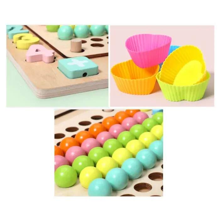 WOODEN TOYS DŘEVĚNÁ VÍCEÚČELOVÁ HRAČKA CHYTÁNÍ RYBIČEK