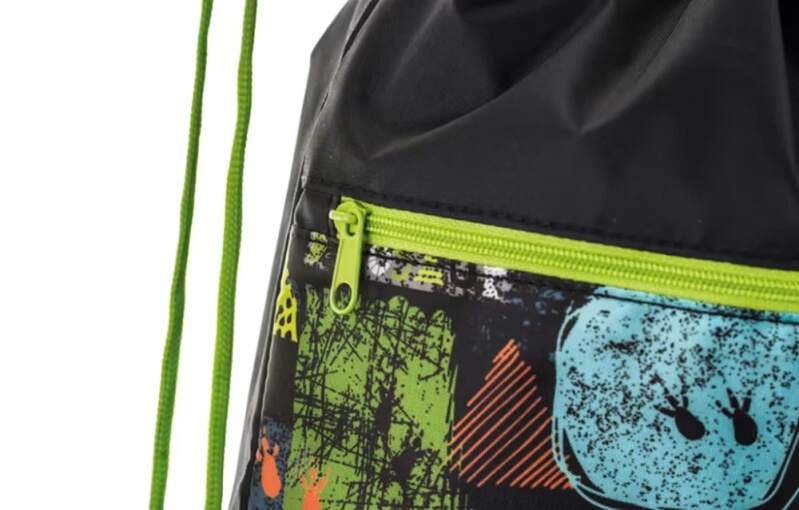 Sáček na přezůvky s přední kapsou na zip T-Rex Monster