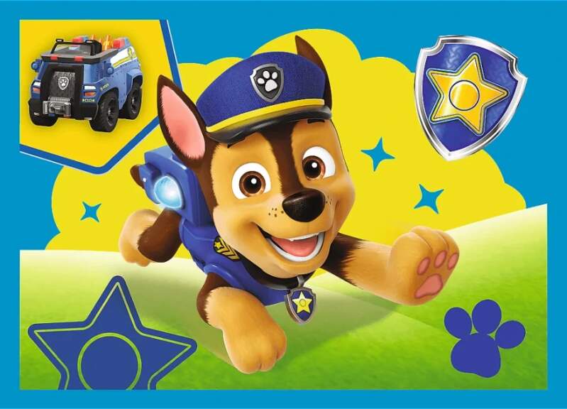 Puzzle Paw Patrol Štěňata v běhu 4 v 1 mix 12, 15, 20 a 24 dílků