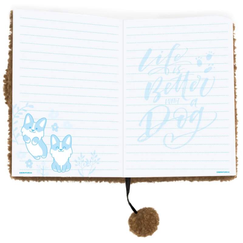 Plyšový deník se zámkem A5 pejsek