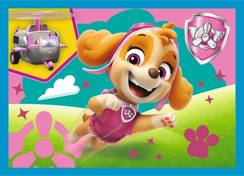 Puzzle Paw Patrol Štěňata v běhu 4 v 1 mix 12, 15, 20 a 24 dílků