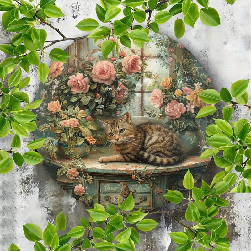 Plechová vintage cedule kočka 20cm