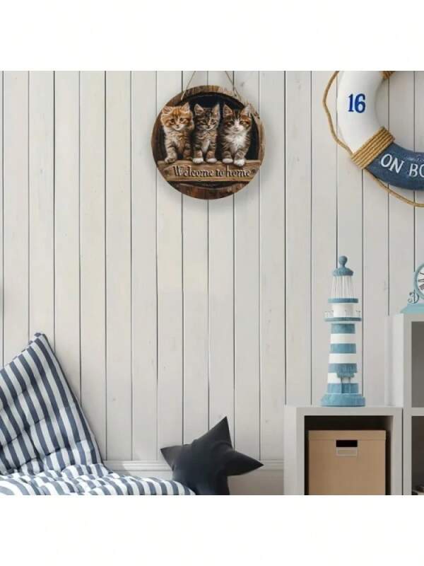 Dřevěná cedule kočky Welcome To Home 20cm