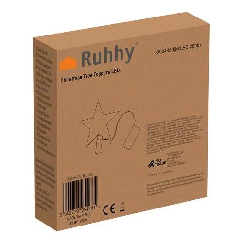 Ruhhy svítící vánoční LED hvězda na stromeček 20cm