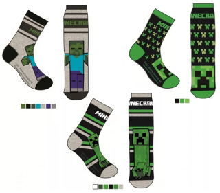 CHLAPECKÉ PONOŽKY MINECRAFT SADA 3 KS