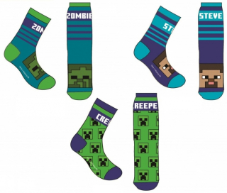 CHLAPECKÉ PONOŽKY MINECRAFT SADA 3 KS