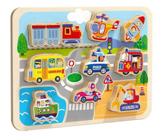 WOODEN TOYS DŘEVĚNÉ PUZZLE DOPRAVNÍ PROSTŘEDKY