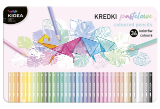 KIDEA PASTELOVÉ TROJHRANNÉ PASTELKY V KOVOVÉ KRABIČCE 36 KS