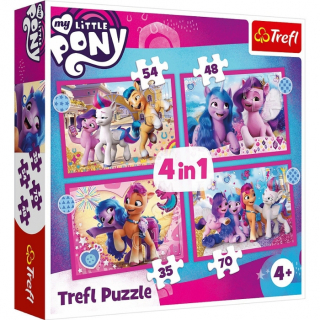 PUZZLE MY LITTLE PONY BAREVNÍ PONÍCI 4 V 1 MIX 35,48,54 A 70 DÍLKŮ
