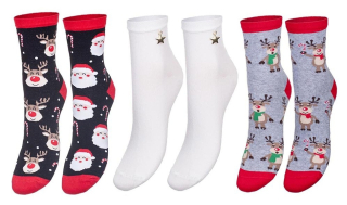 DÁMSKÝ VÁNOČNÍ SET PONOŽEK 3 KS V KRABIČCE