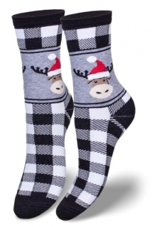 DÁMSKÉ VÁNOČNÍ PONOŽKY KOSTKA A SOB černé