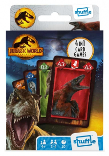 SHUFFLE KARTY DINOSAUŘI JURSKÝ SVĚT 4 V 1