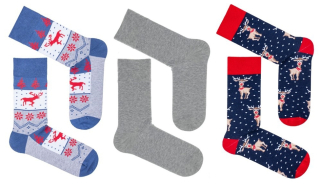 PÁNSKÝ VÁNOČNÍ SET PONOŽEK 3 KS V KRABIČCE