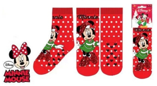 DÍVČÍ PONOŽKY S PROTISKUZEM MINNIE MOUSE červené
