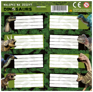 Samolepky - jmenovky na sešity dinosauři
