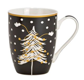 PORCELÁNOVÝ HRNEK STROMEČEK ČERNÝ 300ml
