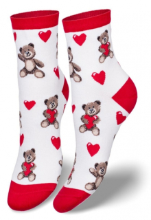 DÁMSKÉ TRENDY PONOŽKY MEDVÍDEK bílé