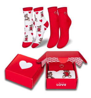 DÁMSKÉ PONOŽKY - VALENTÝNSKÝ SET V KRABIČCE ECRU