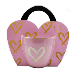 PORCELÁNOVÝ HRNEK PINK HEART DÁRKOVÉ BALENÍ 460ml