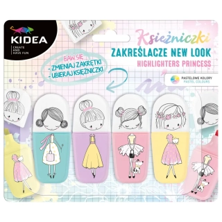 KIDEA PASTELOVÉ MINI ZVÝRAZŇOVAČE PRINCEZNY SADA 4 KS
