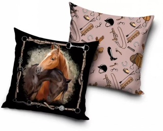 Povlak na polštář Horse koně černý