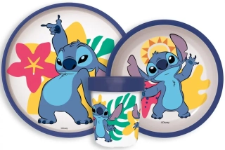 Protiskluzová jídelní sada s pohárkem Disney Stitch