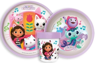 Protiskluzová jídelní sada s pohárkem Gabby´s Dollhouse